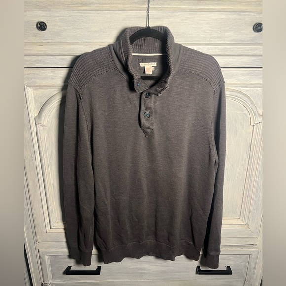 Carbon2Cobalt Charcoal Grey 3 Button Henley Thick Knit Pullover Sweater Basic - Picture 1 of 7
